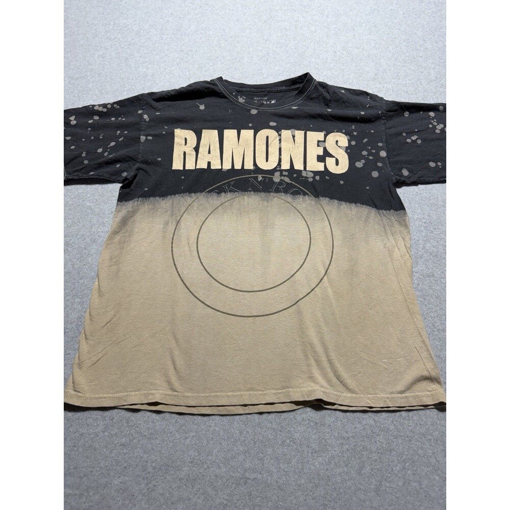 Ramones 1234 Faded Two Toned Graphic Black Tee Short Sleeve Size S/M Rock Punk